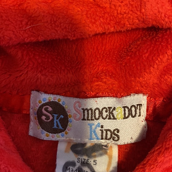 Girls red jacket size 5 smock dot kids brand zipper front pockets hood very soft - Picture 8 of 13